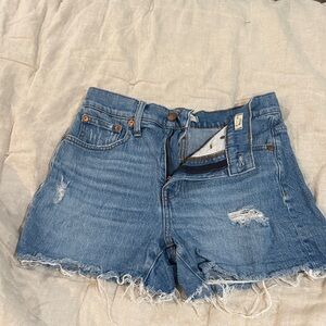 Madewell Blue Distressed Jean Shorts